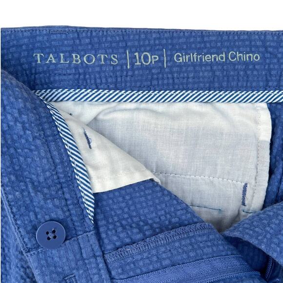 Talbots Girlfriend Chino Blue Seersucker Capri Pants Woman's Size 10P Button/Zip - Picture 8 of 11